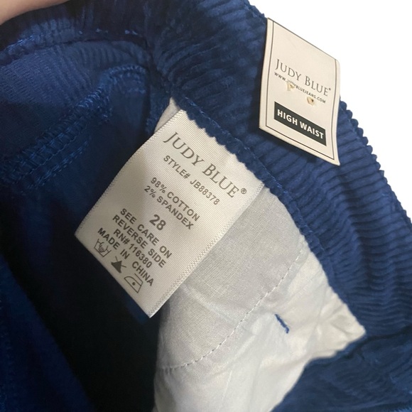 NWT Judy Blue Navy Blue Corduroy High Waist Carpenter Ankle Pants Size 28 - Picture 6 of 6